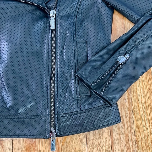 Armani exchange black 100% sheep Leather Jacket womens size small - Picture 3 of 9